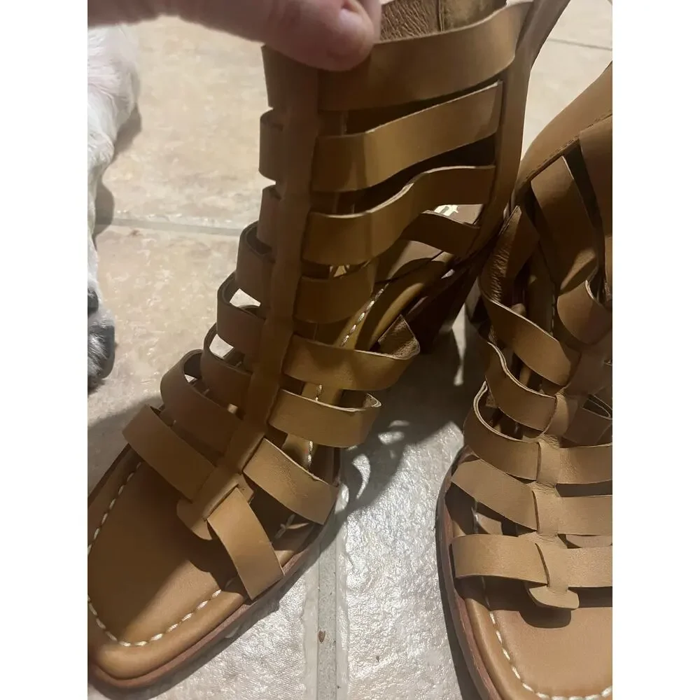 Sofft‎ Womens Size 10 Gladiator Cage Strappy Sandals Brown Block Heel Zip